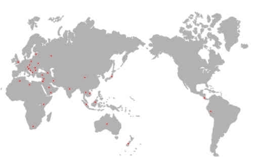 Weltkarte mit Projektstandorten